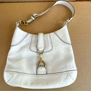 Coach limited edition pebble leather bag tote satchel in winter white/ bone